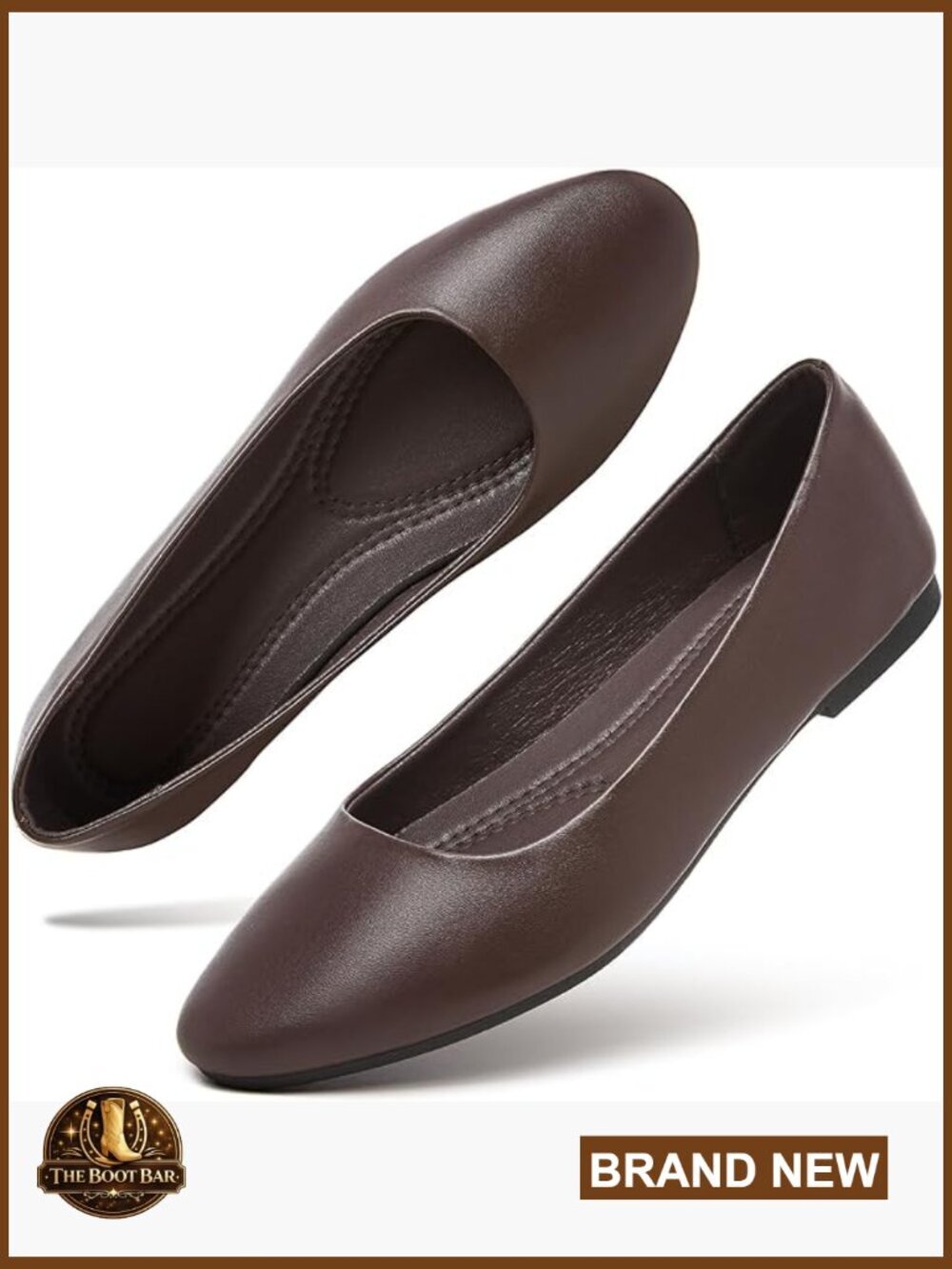 PU Leather Ballet Flats - Comfortable Slip On Dress Shoes Round Toe Lightweight